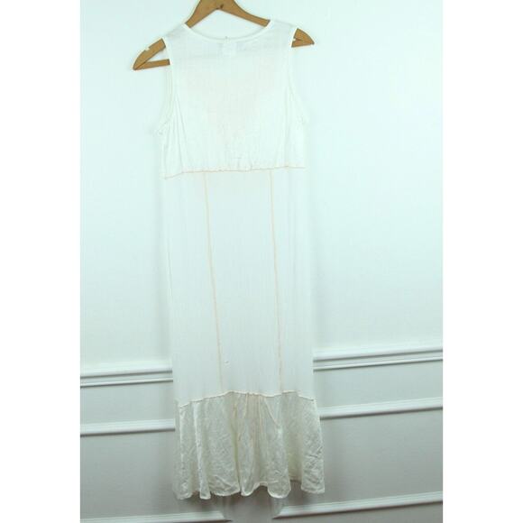 Vintage Small M Dress White Cottagecore Victorian Romantic Boho 90s Maxi FLAW - Picture 8 of 16